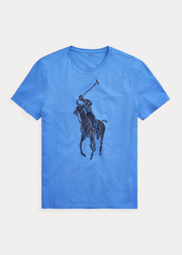 Playeras Polo Ralph Lauren Hombre Azules - Custom Slim Fit Jersey - COQWR7958